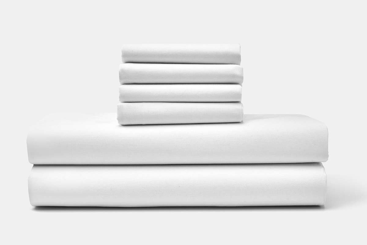 Percale Cotton white sheet set