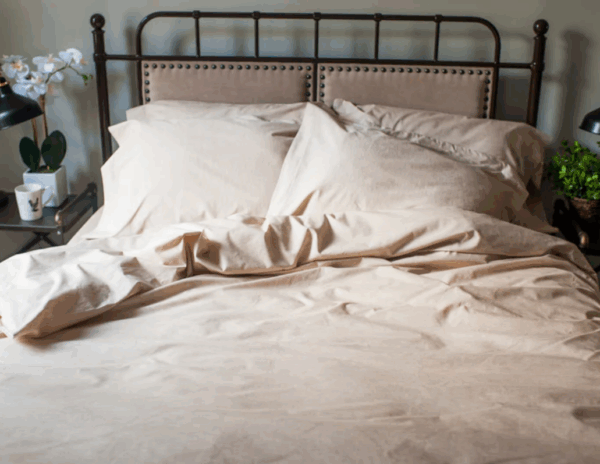 Bedroom with American Blossom Natural Colored Duvet set USA grown and sewn